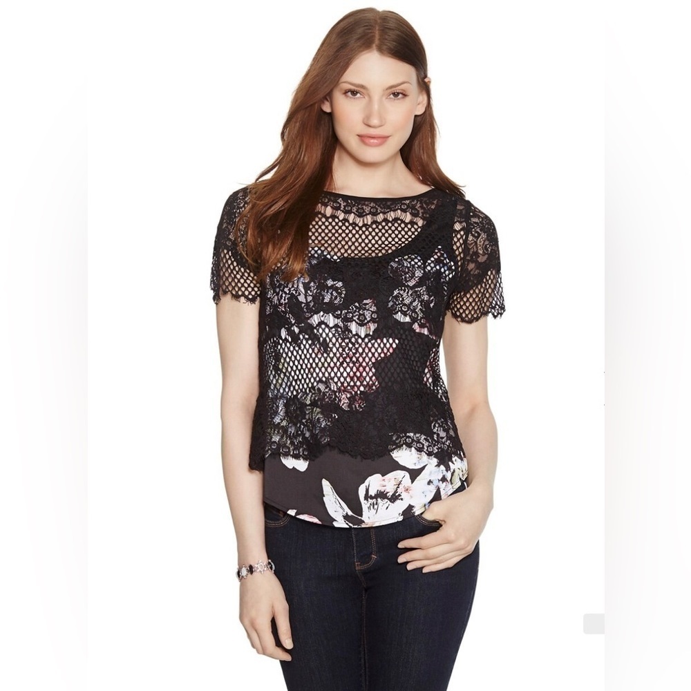 White House Black Market Layered Lace top size XS